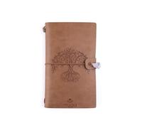 Myga Crystal Notebook - 72 Page Thick Paper Refillable Blank Lined Writing Notebook Journal Diary with Pockets, Bookmarks and Elasticated Strap for Men & Women - Tree of Life & Amethyst
