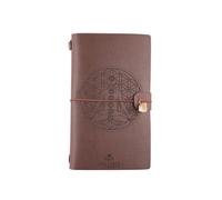 Myga Crystal Notebook - 72 Page Thick Paper Refillable Blank Lined Writing Notebook Journal Diary with Pockets, Bookmarks and Elasticated Strap for Men & Women - Meditation Chakra & Citrine