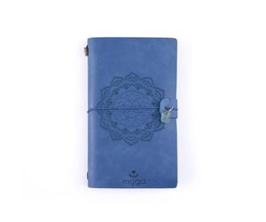 Myga Crystal Notebook - 72 Page Thick Paper Refillable Blank Lined Writing Notebook Journal Diary with Pockets, Bookmarks and Elasticated Strap for Men & Women - Magic Mandala & Fluorite