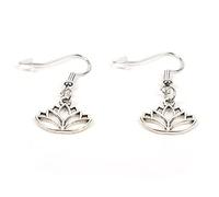 Myga Earrings - Silver Charm Drop Earrings - Lightweight Hook and Dangle Jewellery perfect for Everyday Wear - Choice of Design: Om, Hamsa, or Lotus