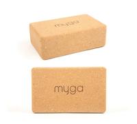 Myga Cork Yoga Block - Single/Pair of High-Density Natural Cork Yoga Bricks with Non-Slip Grip - Eco-Friendly Yoga & Pilates Equipment for Balance, Flexibility, Stretching & Support | 23 x 14 x 7.5cm