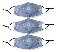 Myga Face Masks - 3 Pack Washable Reusable Fabric Masks with Adjustable Ear Loop and Filter Pocket for Adults - Natural Bamboo & Cotton Face Covering for Sensitive Skin - Set of 3, Chakra