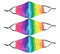 Myga Face Masks - 3 Pack Washable Reusable Fabric Masks with Adjustable Ear Loop and Filter Pocket for Adults - Natural Bamboo & Cotton Face Covering for Sensitive Skin - Set of 3, Rainbow