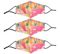 Myga Face Masks - 3 Pack Washable Reusable Fabric Masks with Adjustable Ear Loop and Filter Pocket for Adults - Natural Bamboo & Cotton Face Covering for Sensitive Skin - Set of 3, Tropical