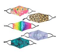 Myga Face Masks - 5 Pack Washable Reusable Fabric Masks with Adjustable Ear Loop and Filter Pocket for Adults - Natural Bamboo & Cotton Face Covering for Sensitive Skin - Set of 5, FULL SET