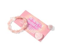 Myga Gemstone Bracelet & Crystal Set - Amethyst, Rose Quartz, or Quartz Crystal Gift Set with Bracelet, Heart Crystal & Polished Tumblestone - Spiritual Gift for Meditation & Healing (Rose Quartz)