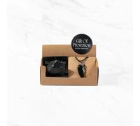 Myga Geode Gift set - Rough Stone and Pendant choice of 3 Colours - Black Obsidian