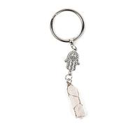 Myga Hamsa & Clear Quartz Keychain - Handmade Finely Crafted Keyring - To Bring Happiness, Good Luck & Good Fortune - 11CM in length