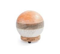 Myga Himalayan Salt Lamp - Hand-Carved Himalayan Rock Salt Crystal Lamp with Wooden Base - Cube or Sphere Table Lamp for Home, Meditation & Yoga (Sphere)