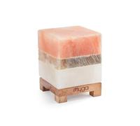 Myga Himalayan Salt Lamp - Hand-Carved Himalayan Rock Salt Crystal Lamp with Wooden Base - Cube or Sphere Table Lamp for Home, Meditation & Yoga (Cube)