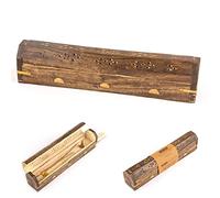 Myga Incense Box - Wooden Carved Incense Holder for Joss Stick & Dhoop Cone with Storage - Ideal for Meditation, Aromatherapy & Home Décor - Handcrafted in India with Mango Wood - Sunrays