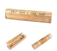 Myga Incense Box - Wooden Carved Incense Holder for Joss Stick & Dhoop Cone with Storage - Ideal for Meditation, Aromatherapy & Home Décor - Handcrafted in India with Mango Wood - Carved Wood