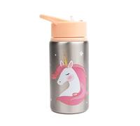 Myga Kids 500ml Water Bottle - Childrens Leakproof Water Bottle with Straw and Carry Handle - Lightweight Shatterproof Stainless Steel Reusable Drinks Bottle for Kids - Unicorn