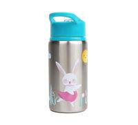 Myga Kids 500ml Water Bottle - Childrens Leakproof Water Bottle with Straw and Carry Handle - Lightweight Shatterproof Stainless Steel Reusable Drinks Bottle for Kids - Animal Kingdom