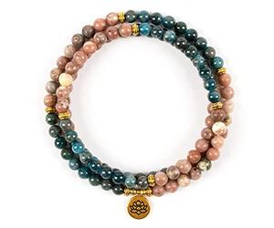 Myga Mala Necklace - 108 Beads with Healing, Strengthening and Balancing Properties - Handmade Jewellery with Natural Stones great for Meditation, Health, Wellbeing and Prosperity - Essence
