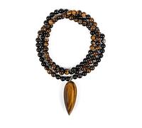 Myga Mala Necklace with Pendant - 108 Bead Mala with Healing Crystals for Women and Men - Hand Knotted Gemstone Necklace with Natural Stones for Meditation, Yoga & Prayer