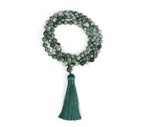 Myga Mala Necklace with Silk Tassel - 108 Beads with Healing Crystals for Women & Men - Hand Knotted Gemstone Necklace with Natural Stones for Meditation, Yoga & Prayer (Gaia)