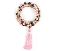 Myga Mala Necklace with Silk Tassel - 108 Beads with Healing Crystals for Women & Men - Hand Knotted Gemstone Necklace with Natural Stones for Meditation, Yoga & Prayer