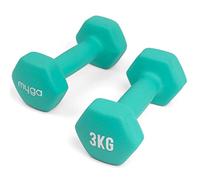 Myga Neoprene Hex Dumbbells - Anti-Roll Cast Iron Hand Weights with Non-Slip Grip for Strength Training, Fitness & Full-Body Workout at Home & Gym - Choice of SINGLE or PAIR, 1kg - 10kg