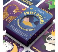 Myga Night Time Affirmation Cards for Kids - 50 Sweet Dreams Positive Affirmation Cards for Girls & Boys Bedtime Routine - Mindfulness Card Deck for Children with Uplifting Quotes - Navy, 50 Cards