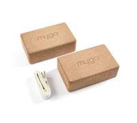 Myga Cork Yoga Blocks & Strap Set - 2 Natural Cork Bricks and Metal D Ring Belt for Yoga, Pilates and Fitness - Support and Deepen Poses, Non-Slip and Eco-Friendly for Home & Gym (Cream)