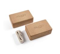 Myga Cork Yoga Blocks & Strap Set - 2 Natural Cork Bricks and Metal D Ring Belt for Yoga, Pilates and Fitness - Support and Deepen Poses, Non-Slip and Eco-Friendly for Home & Gym (Sand)