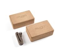 Myga Cork Yoga Blocks & Strap Set - 2 Natural Cork Bricks and Metal D Ring Belt for Yoga, Pilates and Fitness - Support and Deepen Poses, Non-Slip and Eco-Friendly for Home & Gym