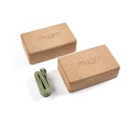 Myga Pair of Cork Blocks & Yoga Strap in Brown Myga Brown