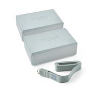 Myga Yoga Blocks & Strap Set - 2 High Density Foam Bricks and Metal D Ring Belt for Yoga, Pilates and Fitness - Support and Deepen Poses, Non-Slip and Lightweight for Home & Gym