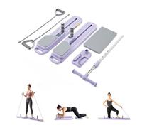 Myga Pilates Board - Portable Pilates Reformer with Resistance Bands & Adjustable Handlebar - Home Workout Equipment for Core Strength, Balance, Flexibility & Full Body Training (Purple)