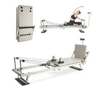 Myga Pilates Reformer Machine with Removable Springboard - Foldable Pilates Reformer with Adjustable Resistance & Smooth-Gliding Carriage - Full-Body Home Workout for Strength & Flexibility