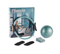 Myga Pilates Ring Set - 4-Piece Pilates Kit with Magic Circle, Anti-Burst Ball, Fabric Resistance Band & Non-Slip Grip Socks - Lightweight & Durable for Strength Training, Toning & Flexibility (Teal)