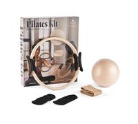 Myga Pilates Ring Set - 4-Piece Pilates Kit with Magic Circle, Anti-Burst Ball, Fabric Resistance Band & Non-Slip Grip Socks - Lightweight & Durable for Strength Training, Toning & Flexibility (Sand)
