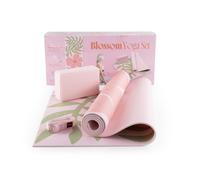 Myga Yoga Starter Set - 6mm Non-Slip Yoga Mat, Yoga Block and Strap - Starter Kit for Beginners in Pilates, Exercise and Fitness - Choice of Design (Blossom)