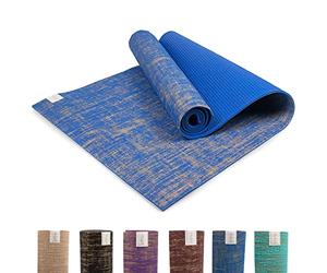 Myga RY1243 - Jute Yoga Mat - High Performance, Vegan Floor Exercise Mat - Eco Friendly Biodegradable Yoga Mat with PVC Backing - 5mm Thickness - Blue