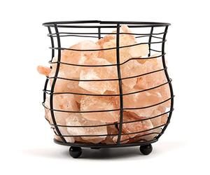 Myga RY1305 Himalayan Fire Pit Salt Lamp with Dimmer Switch, 3-5kg Approx, Made of 100% Authentic Natural Pink Handcarved Crystal Rock Salt