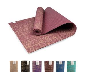 Myga RY1331 - Jute Yoga Mat - High Performance Vegan Floor Exercise Mat - Eco Friendly Biodegradable Yoga Mat with PVC Backing - 5mm Thickness - Plum