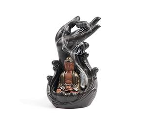Myga RY1356 Buddha Backflow Incense Burner, Ceramic Backflow Incense Holder, Perfect for Home Décor, Yoga and Aromatherapy, Beautiful Gift Display Box