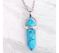 Myga Silver Plated Crystal Pendant - Blue Turquoise