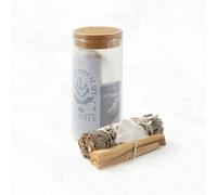 Myga Smudge Stick Kit - Palo Santo & Sage Bundle with Healing Crystal - Cleansing Kit for Home, Meditation, Spiritual Rituals for Men & Women - Tourmaline, Quartz or Rose Quartz (Clear Quartz)