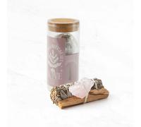 Myga Smudge Stick Kit - Palo Santo & Sage Bundle with Healing Crystal - Cleansing Kit for Home, Meditation, Spiritual Rituals for Men & Women - Tourmaline, Quartz or Rose Quartz (Rose Quartz)