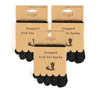 Myga Toe Socks - 3 Pairs of Non Slip Grip Socks for Yoga, Pilates, Fitness, Dance & Sports with Gel Soles for Barefoot Workouts at Home, Gym & Studio - 3 PACK, Small