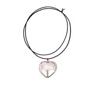 Myga Crystal Tree of Life Necklace - Healing Gemstone Pendant Necklace for Yoga, Meditation, Reiki, Positive Energy and Spiritual Gift for Women - Rose Quartz