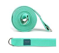 Myga Turquoise 2-in-1 Yoga Belt Strap for Stretching and Improving Flexibility - Adjustable Yoga Sling for Carrying Yoga Mat with D-Ring Buckle - Yoga Strap for Holding Poses and Physical Therapy