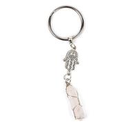 Myga Crystal and Zinc Keychain - Hamsa & Clear Quartz