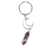 Myga Crystal and Zinc Keychain - Crescent Moon & Amethyst