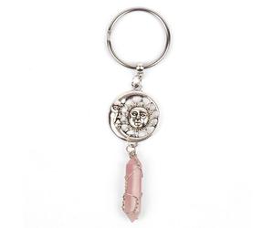 Myga Women's Keyring - Sun Moon & Rose Quartz in Silver Myga Silver One Size