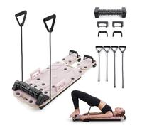 Myga Wooden Pilates Reformer - Home Pilates Machine with Resistance Bands, Handles & Massage Roller - Compact, Durable Reformer Board for Core Strength & Full-Body Workout