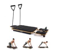 Myga Wooden Pilates Reformer - Home Pilates Machine with Resistance Bands, Handles & Massage Roller - Compact, Durable Reformer Board for Core Strength & Full-Body Workout