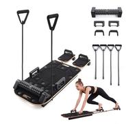 Myga Wooden Pilates Reformer - Home Pilates Machine with Resistance Bands, Handles & Massage Roller - Compact, Durable Reformer Board for Core Strength & Full-Body Workout